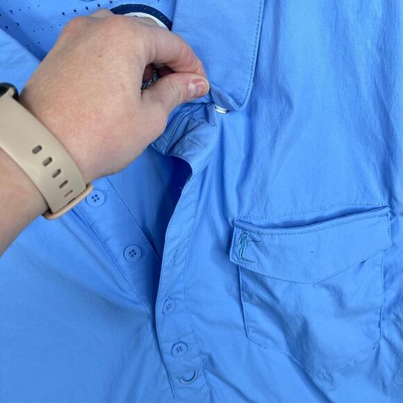 The Good Sir Collection Outdoor Fishing Light Blue Long Sleeve Polo Mens Size XL - Picture 3 of 9